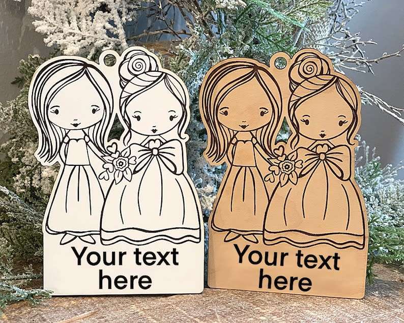 Digital download Bride Bride Wedding svg ornament file for Glowforge and laser cutters SVG FILE ONLY